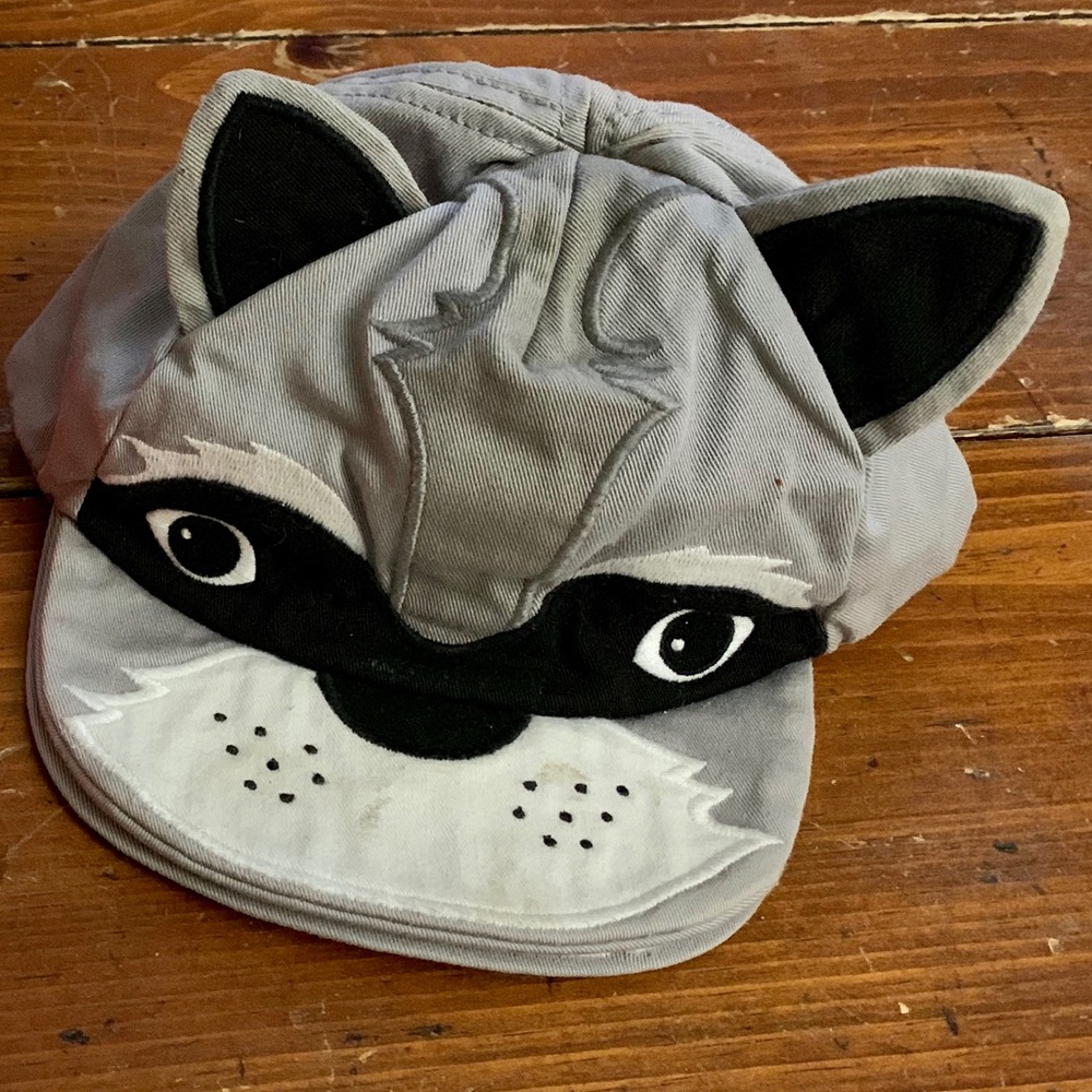 Raccoon Hat with Brim that Opens to reveal mouth